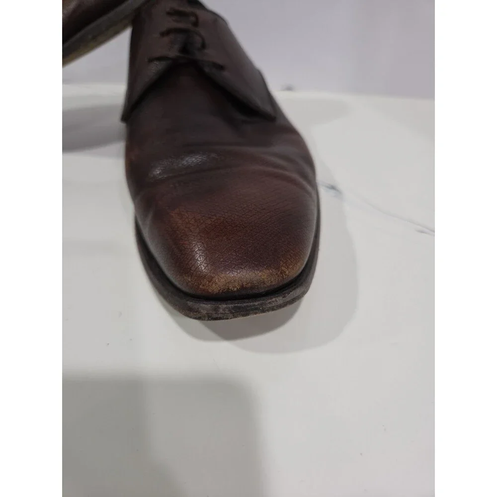 Salvatore Ferragamo Studio Brown Pebbled Leather Oxford Lace-Up Shoes 9 SB7